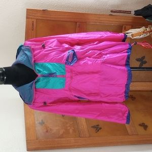 VTG 80's/90's Columbia Sportswear 1/2 Zip Colorblock Radial Sleeve Hooded Jacket
